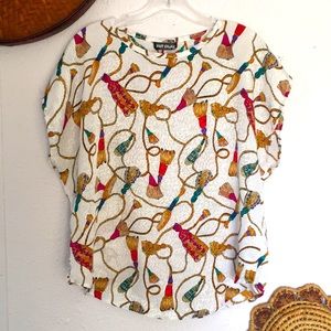 🦄VTG colorful tassel blouse